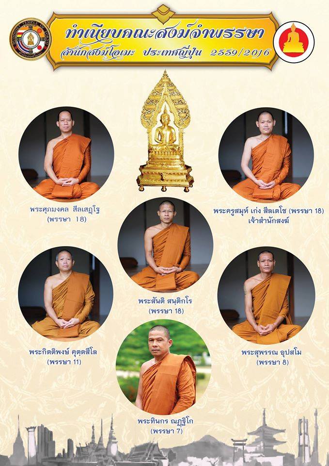 พระจำพรรษา วัดอิ่มบุญธัมมาราม ปี 2559